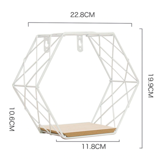 White Nordic Hex Criss Cross wallshelf MEDIUM